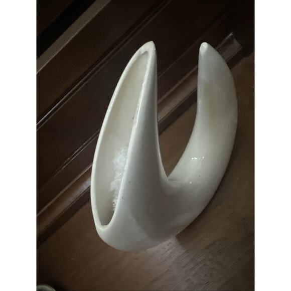 VINTAGE MID CENTURY MODERN WHITE ABSTRACT IKEBANA POTTERY SCULPTURE VASE JAPAN - Picture 3 of 7